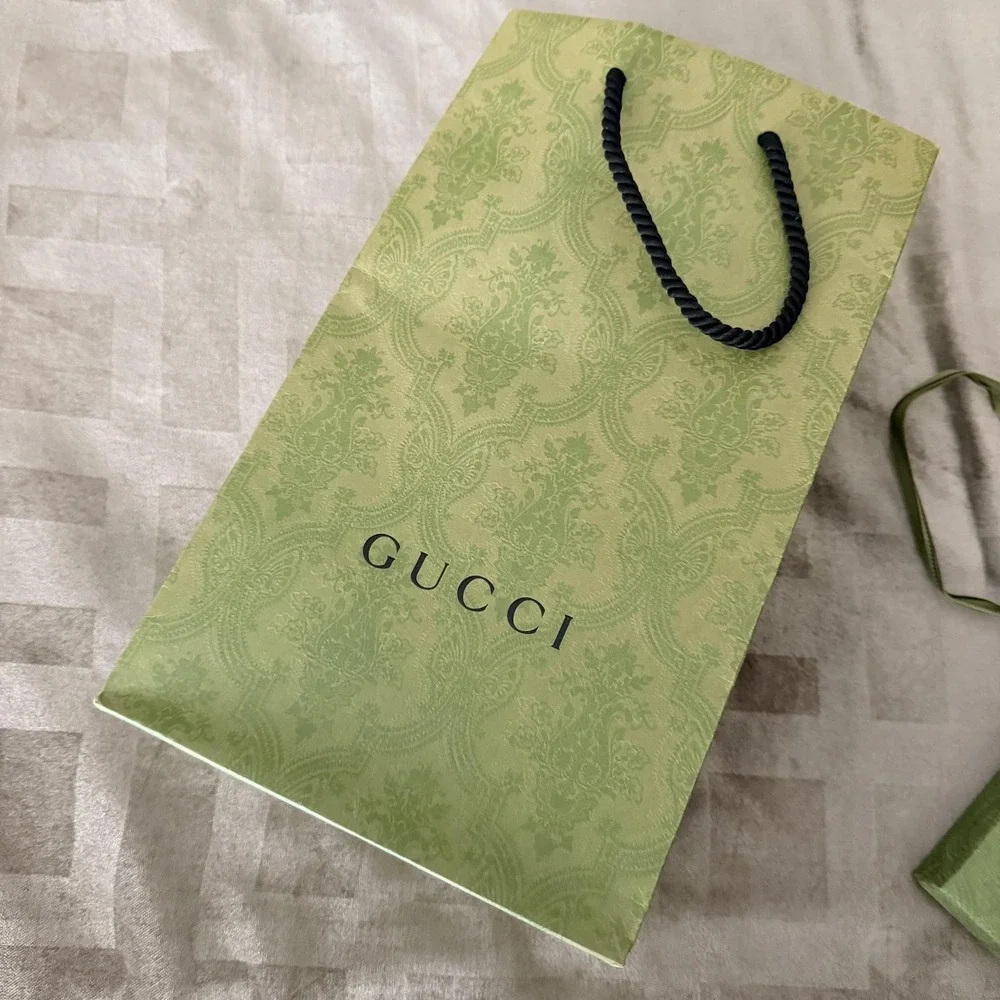 Gucci GG Supreme Navy Blue Beige Bifold Wallet NEW Box Dust Bag Ribbon Gift Set